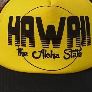 Hawaii Aloha State Yellow and Black Trucker Hat